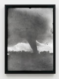 Cyclone — archival pigment print of a vintage glass-plate photograph of a tornado, framed in black hardwood, Life Without